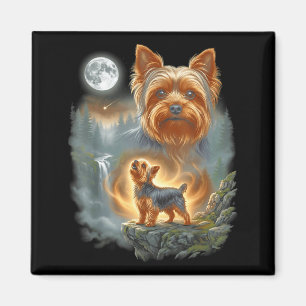 Yorkie huilt naar de maan vintage grappige hond me magneet