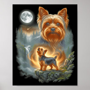 Yorkie huilt naar de maan vintage grappige hond me poster