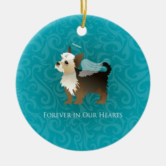 Yorkie - Huisdier Herdenking - Engel Hond Keramisch Ornament (Voorkant)