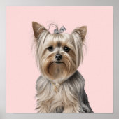 Yorkie Illustration Wall Art Home decor Dog Pink Poster (Voorkant)