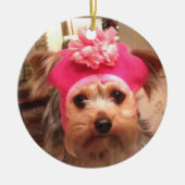 Yorkie in een Pet Keramisch Ornament (Voorkant)