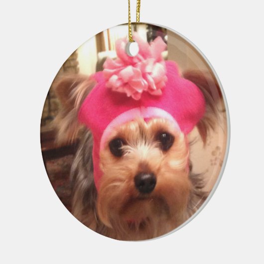 Yorkie in een Pet Keramisch Ornament (Links)