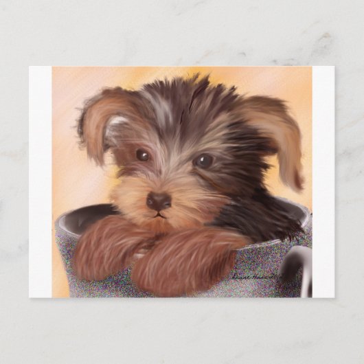Yorkie in je Cup Briefkaart (Voorkant)