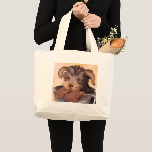 Yorkie in je Cup Grote Tote Bag (Voorkant (product))