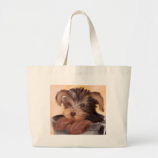 Yorkie in je Cup Grote Tote Bag