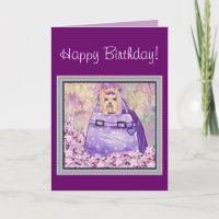 Yorkie in Lilacs Verjaardag Kaart