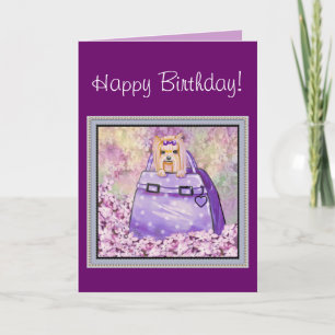 Yorkie in Lilacs Verjaardag Kaart