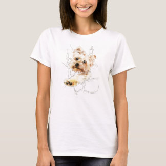 Yorkie in rugzak – Kleurtekening T-shirt