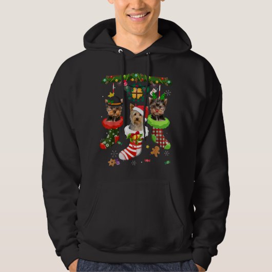 Yorkie in Socks-kerstkerstkerstkerstkerstkerstkers Hoodie (Voorkant)