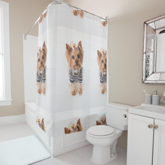 yorkie-in-sweater douchegordijn (In situ)