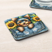 Yorkie in zak bier onderzetter (Linkerzijde)