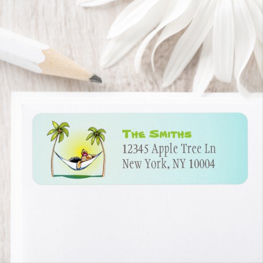 Yorkie Island Princess Off-Leash Art™ Coconut Etiket (Insitu)