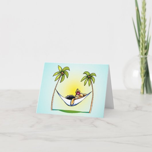 Yorkie Island Princess Off-Leash Art™ Hartelijk da Bedankkaart (Voorkant)