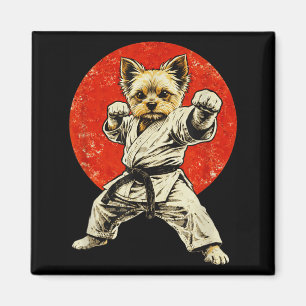 Yorkie Karate Hond Zwarte Band Yorkshire Terrier Magneet