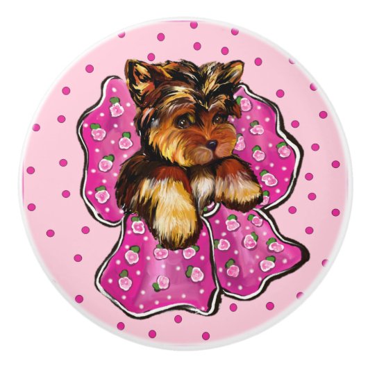 Yorkie keramische knop (Voorkant)