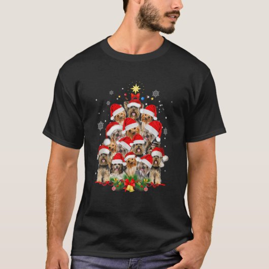Yorkie kerstboom grappige kerstcadeautjes voor Yor T-shirt (Voorkant)