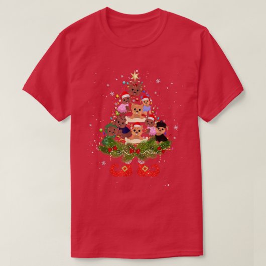 Yorkie kerstboom Lights Cute Santa Hat Dog Lo T-shirt (Design voorkant)
