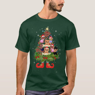 Yorkie kerstboom Lights Funny Santa Hat Dog L T-shirt