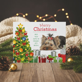 Yorkie kerstcadeaukaart voor feestdagen