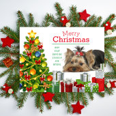 Yorkie kerstcadeaukaart voor feestdagen