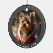 Yorkie kerstdatum of voeg Pet Photo Keramisch Ornament (Links)