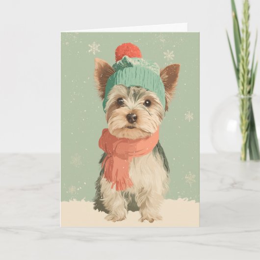 Yorkie kerstgroet kaart (Voorkant)