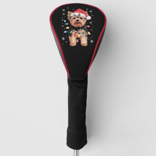 Yorkie Kersthond Lang Kerstcadeau Golfheadcover (Voorkant)