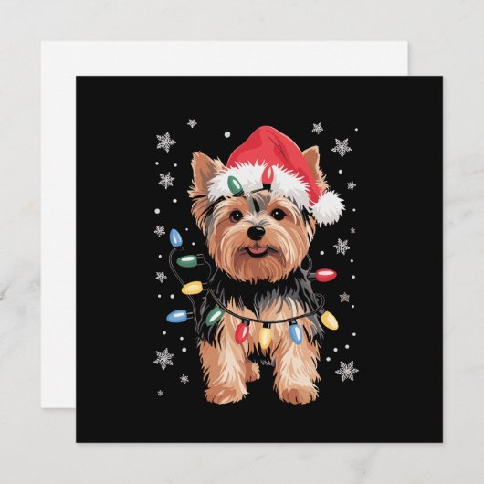Yorkie Kersthond Lange Kerst Geschenk Feestdagenkaart (Voorkant / Achterkant)