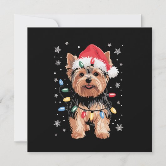Yorkie Kersthond Lange Kerst Geschenk Feestdagenkaart (Voorkant)