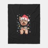 Yorkie Kersthond Lange Kerst Geschenk Fleece Deken (Voorkant)