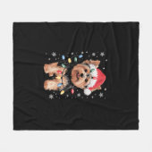 Yorkie Kersthond Lange Kerst Geschenk Fleece Deken (Voorkant (Horizontaal))