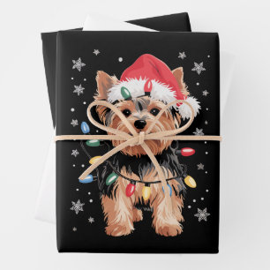 Yorkie Kersthond Lange Kerst Geschenk Inpakpapier Vel