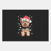 Yorkie Kersthond Lange Kerst Geschenk Inpakpapier Vel (Voorkant)