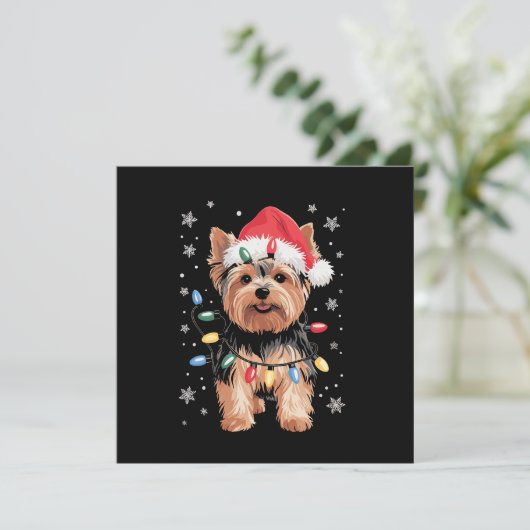 Yorkie Kersthond Lange Kerst Geschenk Kaart (Staand voorkant)