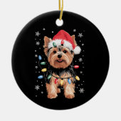 Yorkie Kersthond Lange Kerst Geschenk Keramisch Ornament (Voorkant)