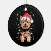 Yorkie Kersthond Lange Kerst Geschenk Keramisch Ornament (Links)