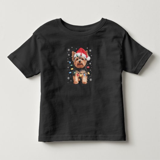 Yorkie Kersthond Lange Kerst Geschenk Kinder Shirts (Voorkant)