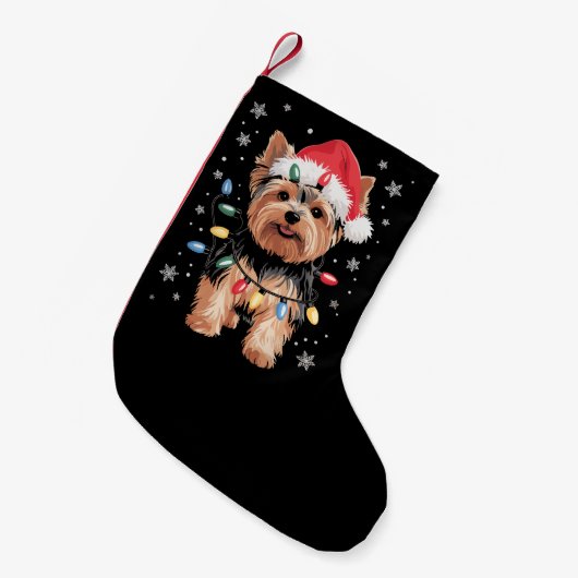 Yorkie Kersthond Lange Kerst Geschenk Kleine Kerstsok (Voorkant (Hangend))