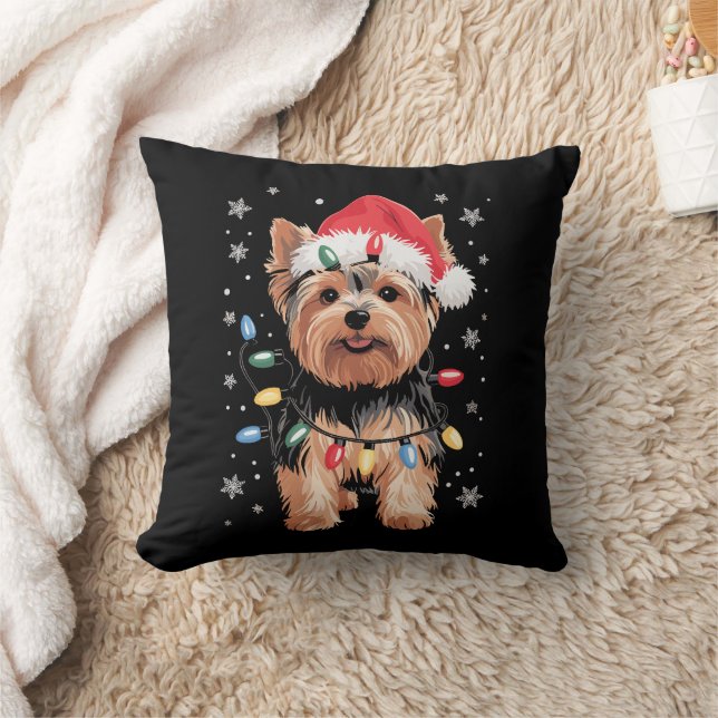 Yorkie Kersthond Lange Kerst Geschenk Kussen (Deken)