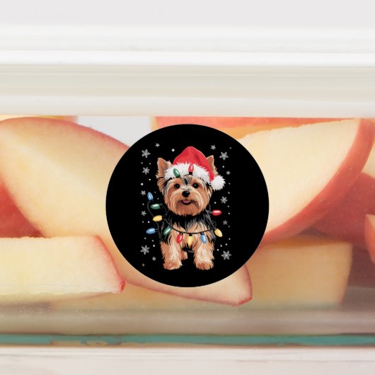 Yorkie Kersthond Lange Kerst Geschenk Labels (Aangebracht)