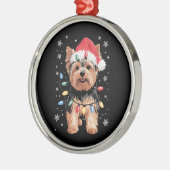 Yorkie Kersthond Lange Kerst Geschenk Metalen Ornament (Links)
