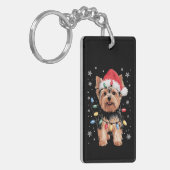 Yorkie Kersthond Lange Kerst Geschenk Sleutelhanger (Voorkant Links)