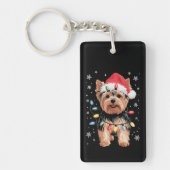 Yorkie Kersthond Lange Kerst Geschenk Sleutelhanger (Voorkant)