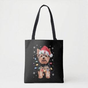 Yorkie Kersthond Lange Kerst Geschenk Tote Bag