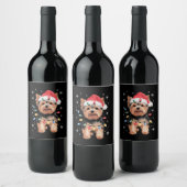 Yorkie Kersthond Lange Kerst Geschenk Wijn Etiket (Flessen)