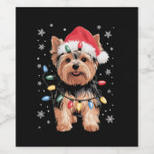 Yorkie Kersthond Lange Kerst Geschenk Wijn Etiket (Enkel label)