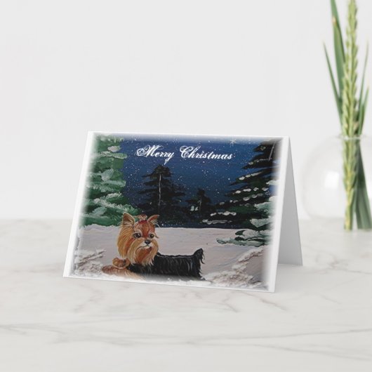 Yorkie kerstKaart Feestdagen Kaart (Voorkant)