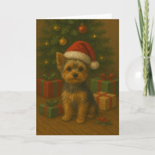 Yorkie Kerstkaart Kaart (Voorkant)