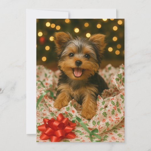 Yorkie Kerstkaart Kaart (Voorkant)