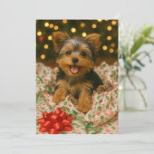 Yorkie Kerstkaart Kaart (Staand voorkant)